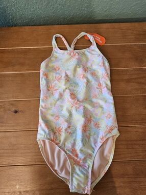 NWT- Kids Girls One Piece Swimsuit  Size Large 10/12